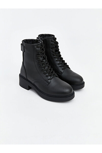 LC Waikiki Peak New Season Leather-Look Lace-Up Women's Boots