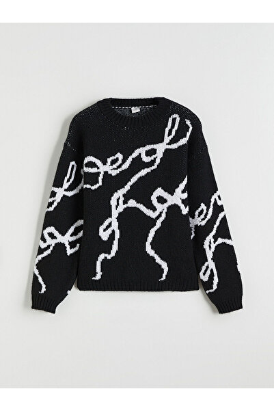 LC Waikiki Crew Neck Patterned Girl's Knitwear Sweater