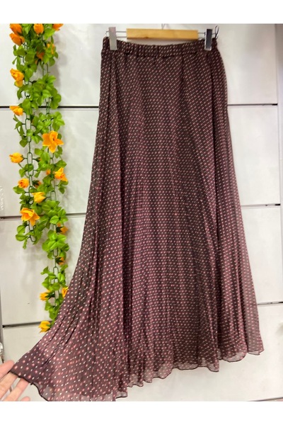 edu collection Patterned Chiffon Bell Skirt with Lining