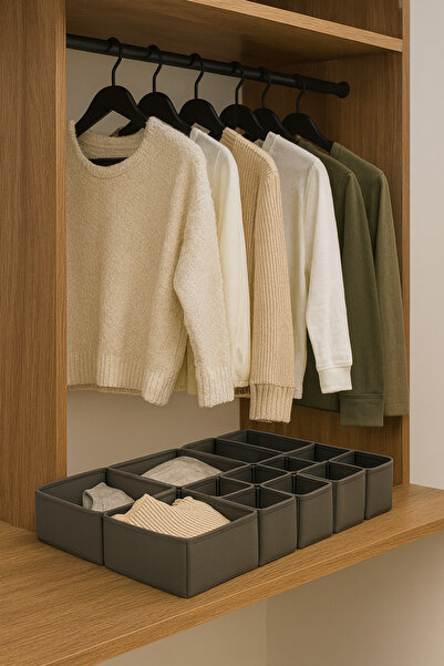 HomyJRs 12-Piece Anthracite Drawer Organizer Box Organizer Set