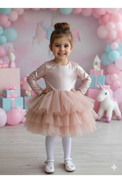 penu baby kids Rochie pentru fetiță cu mâneci lungi din jerseu strălucitor pu...