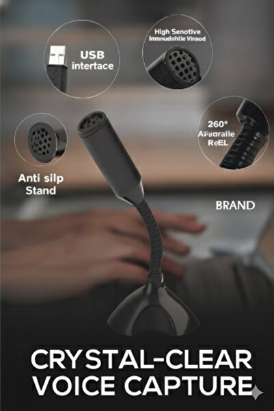 Generic USB Condenser Microphone — For Video Calls, Voice Recording & Streaming