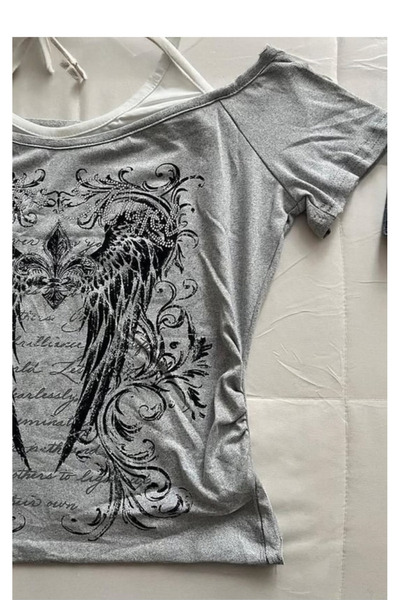 Köstebek Gothic Angel Wings Attached Strap Blouse