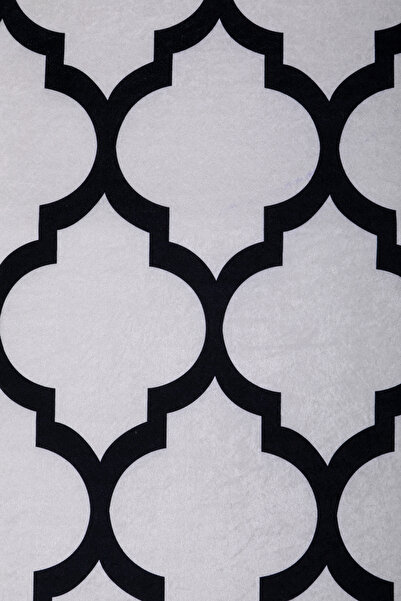 Dijidekor Digital Fringed Carpet Modern Designed White Color Erasable 60X150