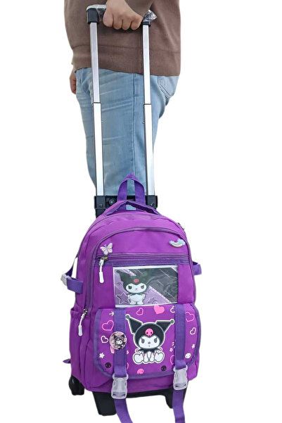 ROWAN ÇANTA 2-Stage Roller. Wheeled Portable Character Patterned Purple Primary School Backpack