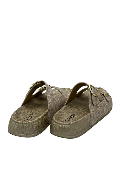 Pienn Anatomical Flexible Comfortable Silvery Printed Two Buckle Women's Slippers