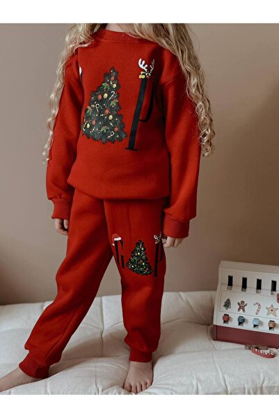 Jolly Kids Girl's Christmas Patterned Sweatshirt Winter Tracksuit Set