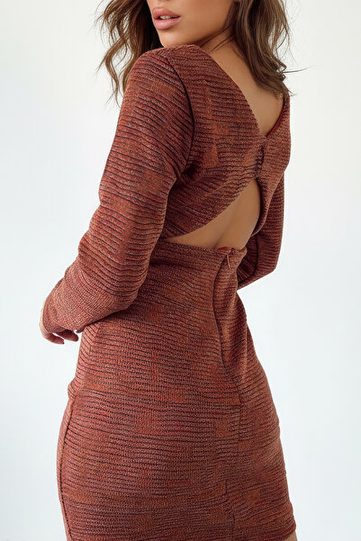 SWALORA Tile-Colored Mini Knitwear Dress