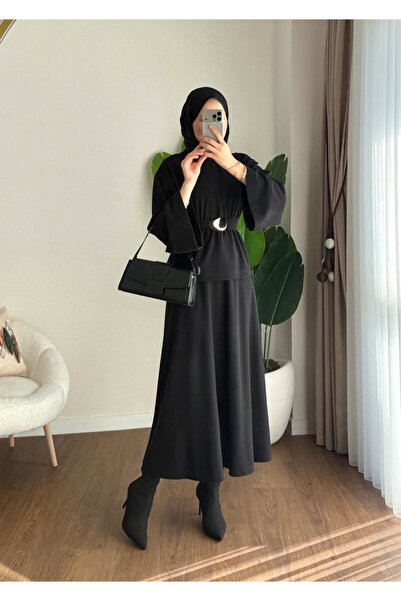 RFK Butik Women's Thessaloniki Fabric Belt Detailed Skirt Suit - Black