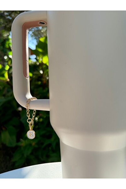 YuccaCo Accessorize Your Life White Thermos Compatible Accessory with Letter E/Letter E Thermos Charm/Letter Thermos Ornament