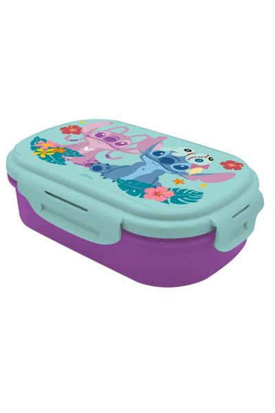 Lilo & Stitch Cutie sandwich din plastic Aloha cu tacâmuri, 21 x 14 x 6 cm