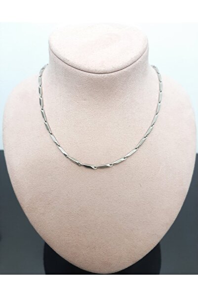 Tasarım Steel Necklace Titanium Melon Line Motif Model 2 mm 55 cm Silver (Si̇lver)