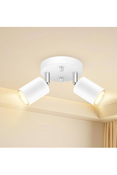 Rsylight Retro Beyaz Metal 2 Li Led spot Tavan Plofyoner 180 Derece Hareketli...
