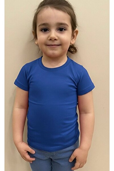 Mcrkids تي شيرت برقبة دائرية وأكمام قصيرة للجنسين من عمر 1-2-3-4 سنوات، لون نيلي