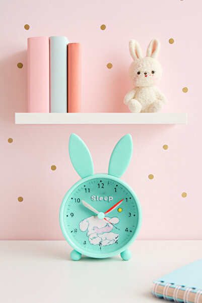 Livava Tavşancık Masa Saati, Işıklı ve Alarmlı, Yeşil, 17x10