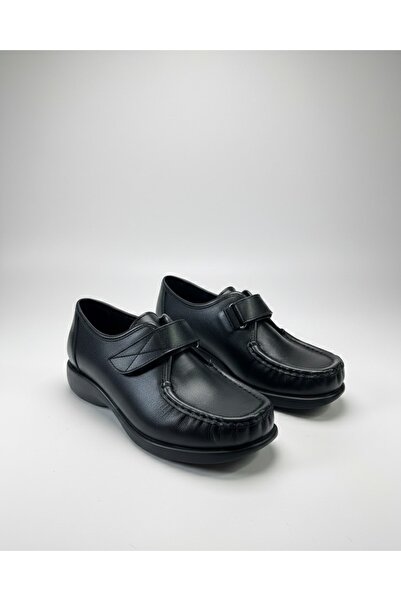 rocassi Women's Genuine Leather Velcro Comfortable Casual Shoes Black