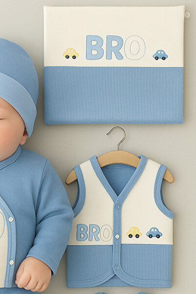 Sitilin Baby Boy Newborn 10-Piece Luxury Hospital Release Newborn Gift Bodysuit Set with Car Stl7128