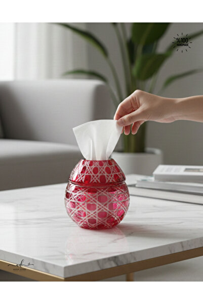 AKDEN STORE Cutting Decor Glass Handcrafted Czech Al Napkin Holder, Table Decoration