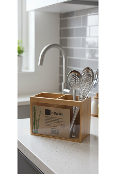 Home Bambu Kaşıklık, 2 Bölmeli, Dekoratif Tezgah Üstü
