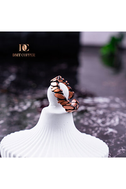 DMT COPPER HOME Handmade Braided Copper Ring, Antique Rustic Design, Adjustable, Red Gift Ku