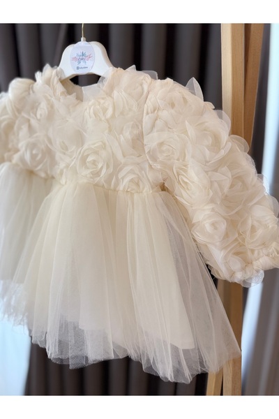 Baby Aden BabyAden ανάγλυφο λουλουδάτο χριστουγεννιάτικο κοστούμι Mevlüt βραδινό φόρεμα γενεθλίων για κοριτσάκι παιδικό φόρεμα