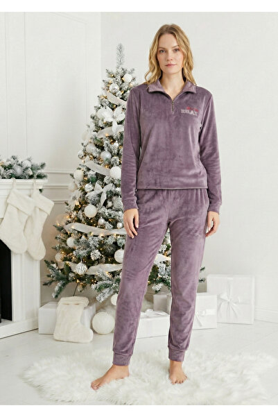 embody Pijama dama eleganta din catifea fina mov -cadou Craciun 3169