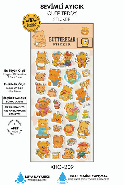 Mielibon Sevimli Ayıcık Macera Temalı Sticker Seti – Tatlı Bear Karakterli Çı...
