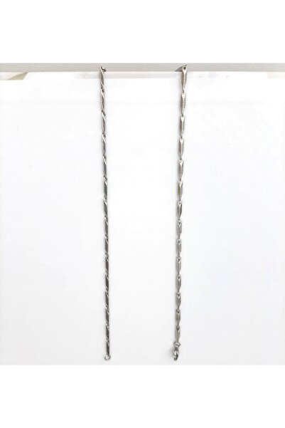 Tasarım Steel Necklace Titanium Melon Line Motif Model 2 mm 55 cm Silver (Si̇lver)