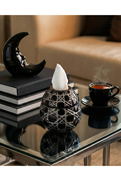 AKDEN STORE Cutting Decor Glass Handcrafted Czech Al Napkin Holder, Table Decoration