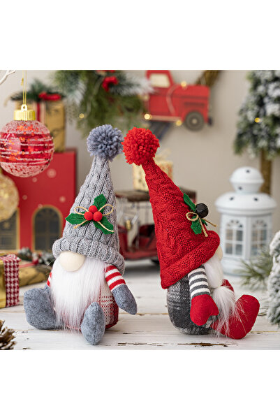 Generic Gnome Plush Decoration/Toys Christmas Gifts 2 PCS RED GREY