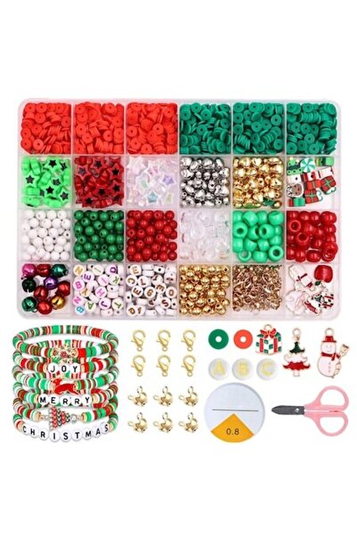 miraza Set Creatie Bratari Craciun,900 Piese,Litere,Pandantive,Margele,Culori si Forme Festive