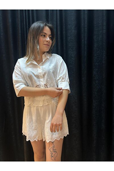 Elit Butik Embroidered Shorts and Shirt Set