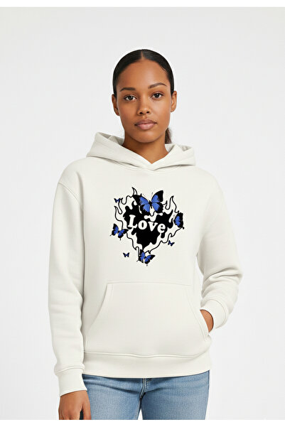 LORVEX Γυναικείο φούτερ Oversize 100% βαμβάκι με στάμπα LOVE