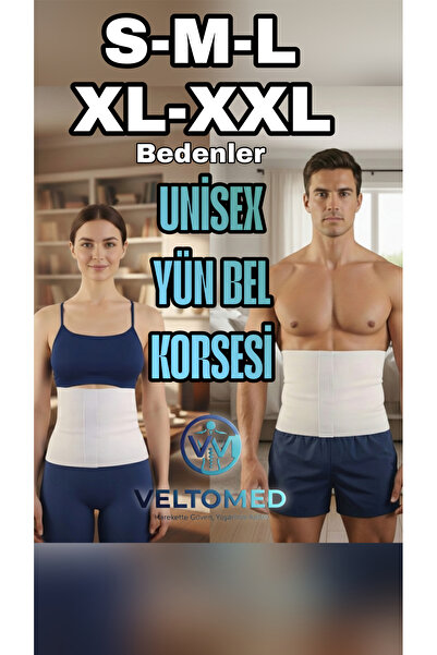 Veltomed Unisex Yün Korse- Sıcak Tutar - Bel Ağrıları Fıtık Bel Kuşağı, giydi...