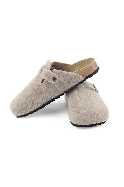 M Miel Γυναικείες παντόφλες με σόλα από φελλό με τσόχα καθημερινά κλειστές παντόφλες για το σπίτι