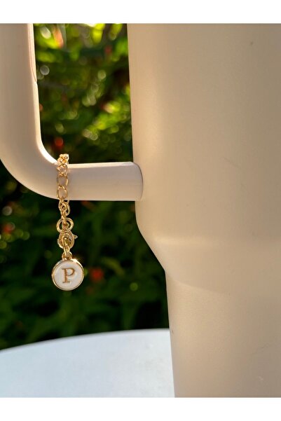 YuccaCo Accessorize Your Life White Thermos Compatible Accessory with Letter P/Letter P Thermos Charm/Letter Thermos Ornament