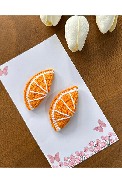 livadesign7 Hair Clip Special Orange Design Handmade Set of 2 Snap Clips