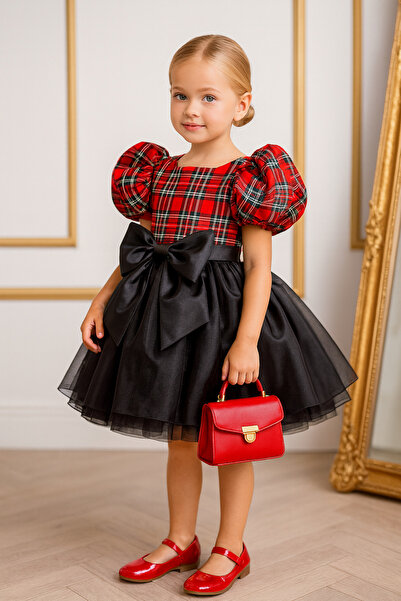 NA ADDESIGN Рокля с пухкава пола с тартан мотив, новогодишна рокля, новогодиш...