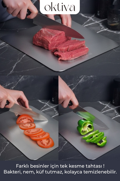oktiva 304 Quality Stainless Steel Cutting Board - Small Size (15 X 25 cm)