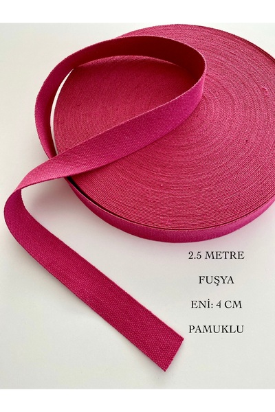 seyranat Fuşya 2.5 Metre Eni 4 Cm Pamuklu Cüzdan-Çanta Askısı, Sapı, Kolonu-D...