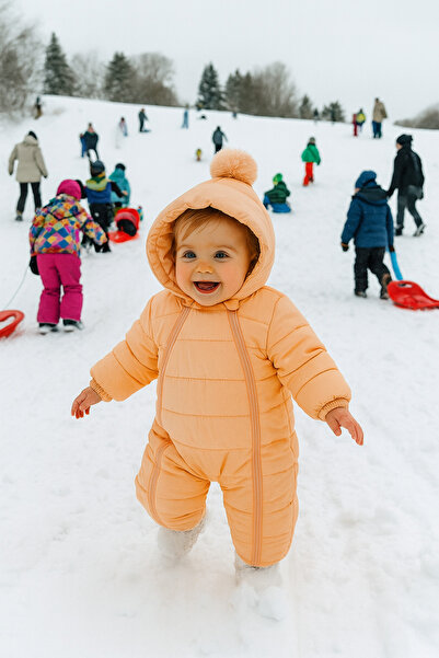 Bebelul Salmon pink jumpsuit for girls, made of fleece