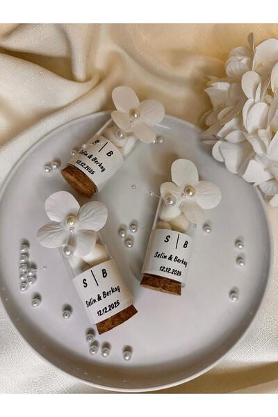 Kara Art İnci Detaylı Ortanca Cam Fanus Badem Nikah Şekeri - Nişan, Söz, Nika...