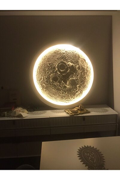 MASBA Dekoratif 3D Ay Duvar Paneli Işıklı Ay Tablo 90 cm