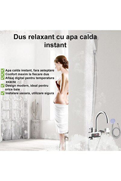 MODVIA Instant faucet 3300W LED with 360 stainless steel shower head