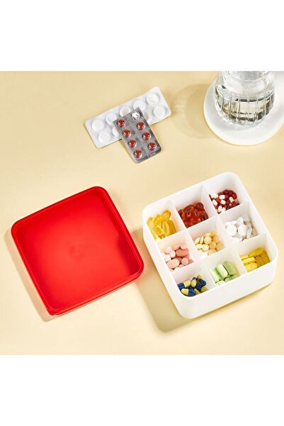 Saint Belisama Concept New Generation 9-Compartment Medicine Box with Lid, Storage Container, Makeup Box