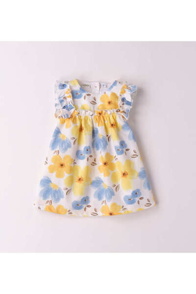 İDO Rochie evazat floral, albastru pastel/galben/alb optic, 80 cm