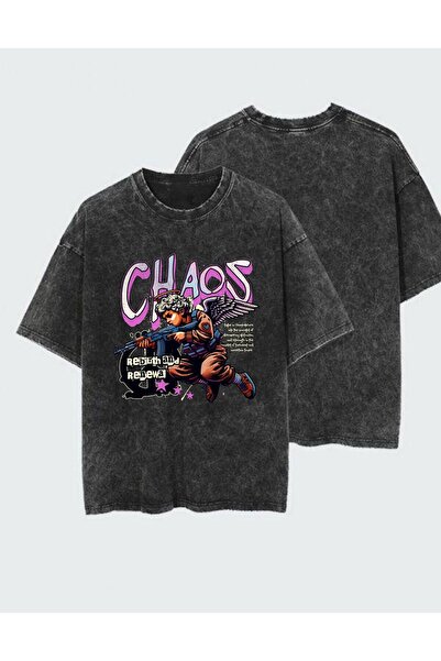 DEEFWEAR Tricou unisex cu imprimeu, spălat și uzat