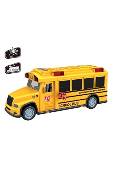 OEM Yellow school bus toy with an opening door and a STOP sign, lights and sounds