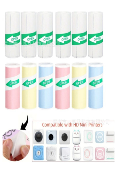 OEM Set 12 role de hartie termica autoadeziva compatibila cu mini-imprimantel...