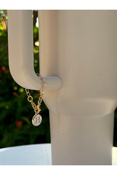 YuccaCo Accessorize Your Life White Thermos Compatible Accessory with Letter H/Letter H Thermos Charm/Letter Thermos Ornament